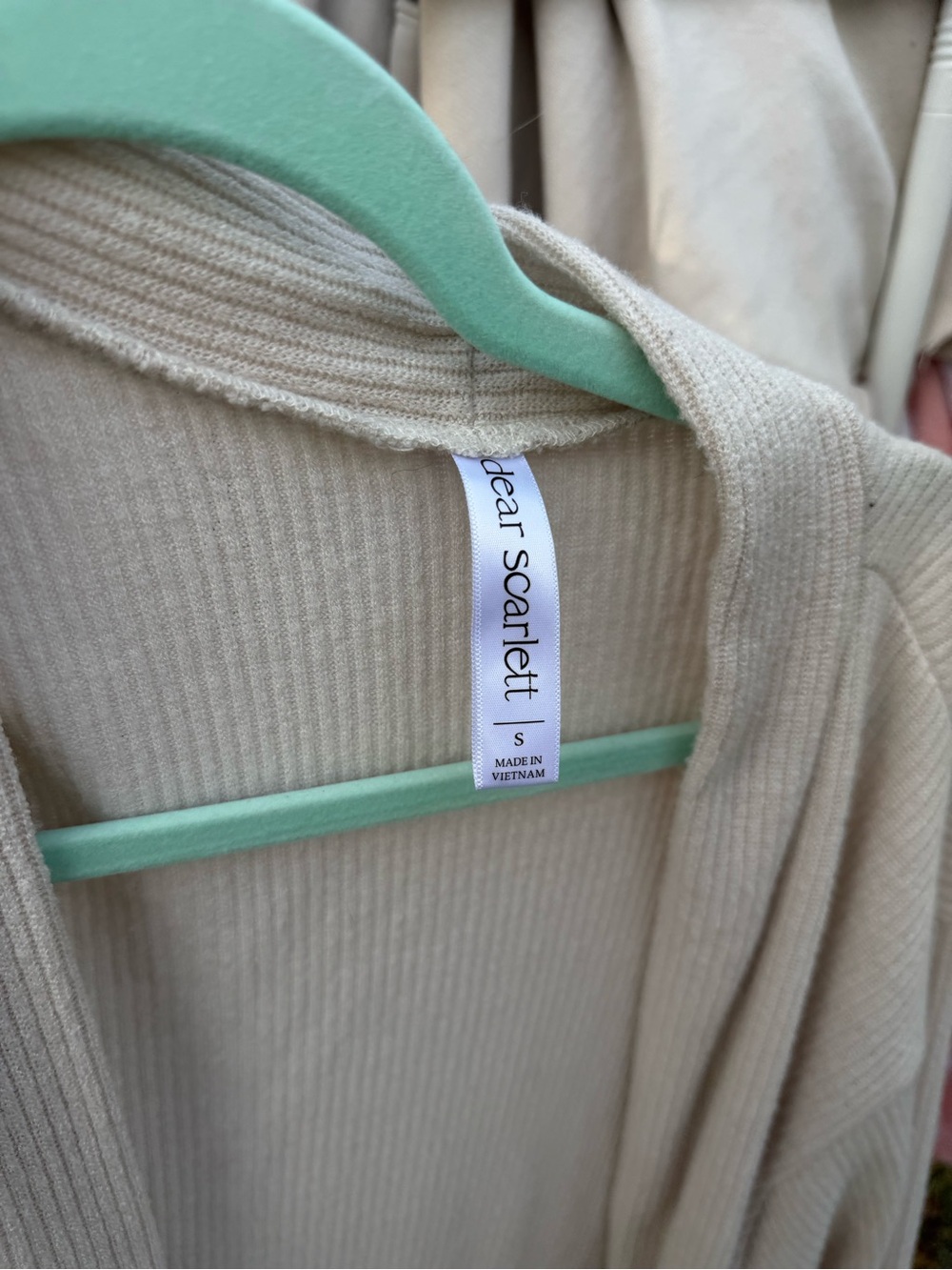 Everyday Cream Ribbed Open-Front Cardigan with Pockets - Picture 2 of 3